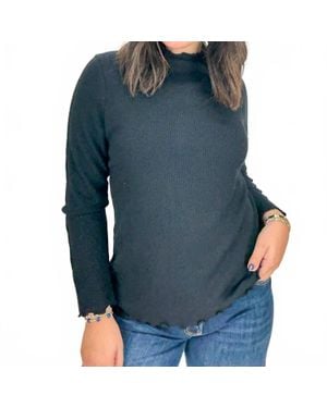 Trisha Tyler Elizabeth Ribbed Mockneck Top - Blue
