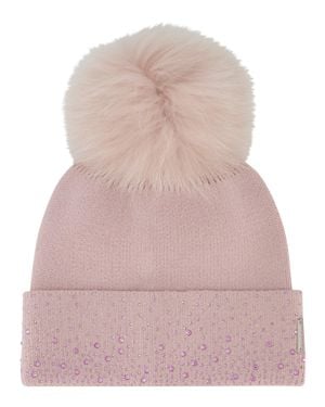 Gorski Knit Hat With Pompom - Pink