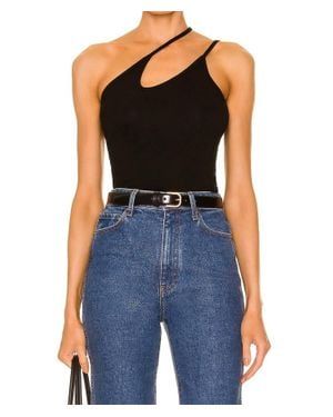 Enza Costa Stretch Silk Knit Asymmetrical Strappy Tank Top - Black