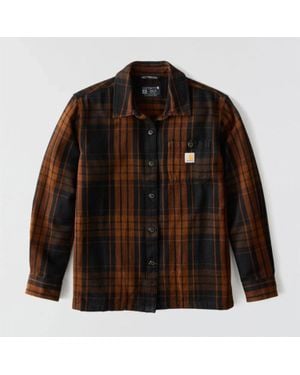 Carhartt Tencel Fiber Series Shirt Twill Plaid Loose Fit Jax1600 - Brown
