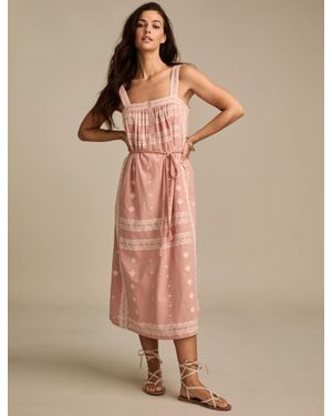 Lucky Brand Belted Henley Midi Dress - Natural