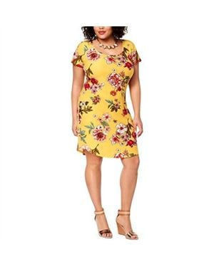 Planet Gold Kylie Scoop Neck Mini Dress - Yellow