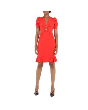 Moschino Ladies Teddy Ruffle Dress - Red