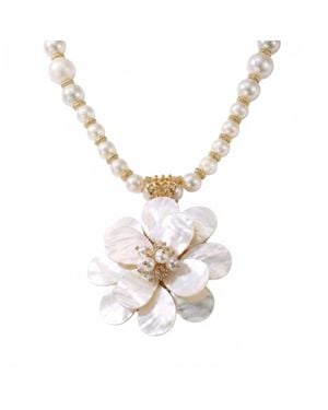 Bijoux Envie Mother Of Pearl Flower Necklace - Metallic
