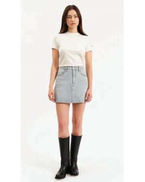 DAZE Studded Denim Skirt - Gray