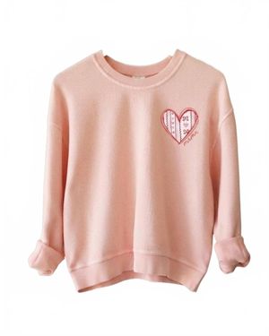 Oat Collective Heart Cropped Vintage Pullover - Pink