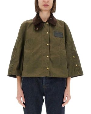 Barbour X Erdem Cropped Cotton Jacket With Classic Collar - Green