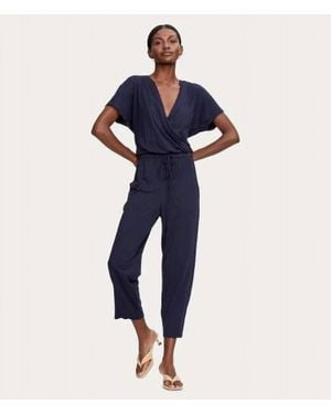 Michael Stars Short Sleeve Surplice Jersey Jumpsuit - Blue
