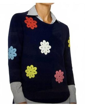 J'Envie/Eli Knit Sweater With Floral - Blue