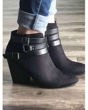 My Delicious Shoes Buckle Strap Bootie - Black