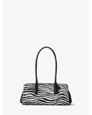 Michael Kors Laila Small Zebra Print Calf Hair Shoulder Bag - Black