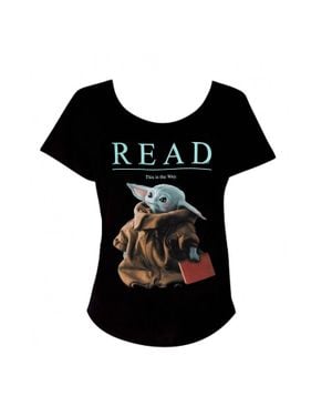 Out Of Print Read Baby Yoda Dolman Tee - Black
