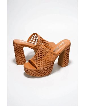 Cape Robbin Margette Knit High Block Heels - Brown