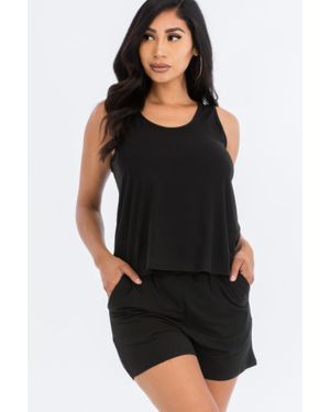 TRUEDAMES Comfy Tank Top & Shorts Set - Black