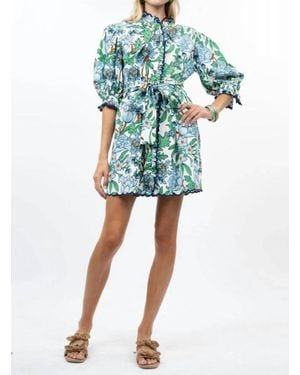 Uncle Frank Scallop Front Print Dress - Blue
