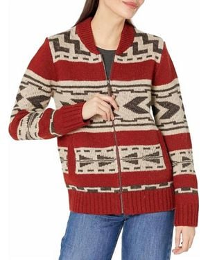 Pendleton Graphic Shetland Zip Sweater - Red