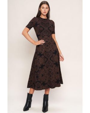 TRUEDAMES Gothic Muse Jacquard Sweater Midi Dress - Black