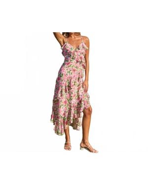 Dress Forum Send Love Diagonal Ruffled Midi Dress - Pink