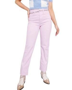 Just Black Denim Cut Off Cropped Straight Leg Jeans - Pink
