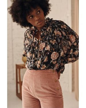 Louise Misha Naomie Long Sleeve Blouse - Brown