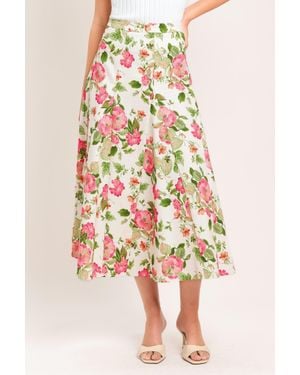 TRUEDAMES Rose Petal Woven Midi Skirt - Multicolor