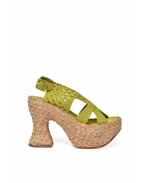 Paloma Barceló Woven Raffia Wedge Sandals - Brown
