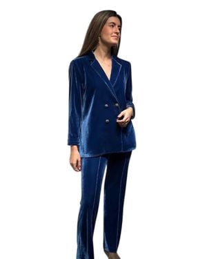 Vilagallo Carla Velvet Pants - Blue
