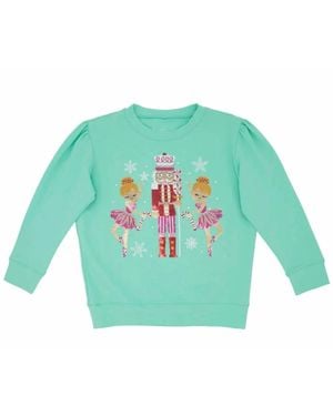 Azarhia Kids Nutcracker + Ballerinas Sweatshirt - Green