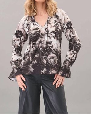 Lola & Sophie Pixel Roses Liz Top - Gray
