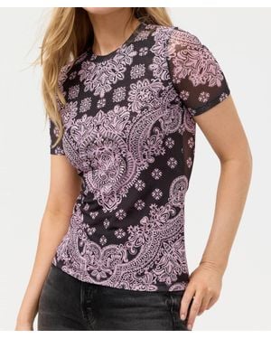 Johnny Was Eleanor Short Sleeve Mesh Tee - Purple