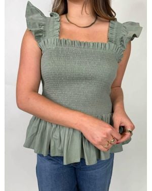 Phie Collective Poplin Stretch Riza Top - Gray
