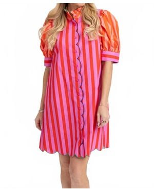 Karlie Wylie Stripe Ruffle Dress - Red