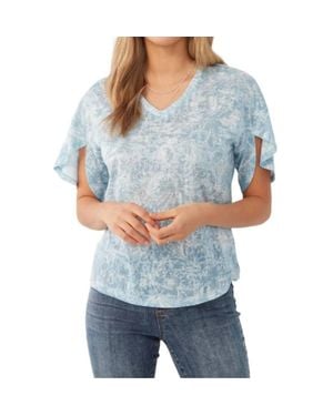 Fdj Palm Scribble Flutter Sleeve Top - Gray