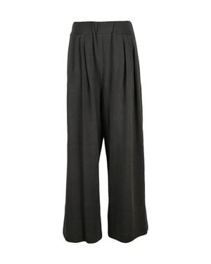 ELEH Pleated High-Waisted Cotton-Blend Pants - Black