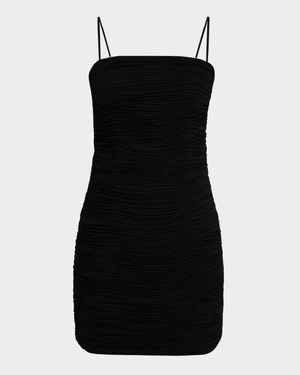 Emanuel Ungaro Ruched Square-Neck Bodycon Mini Dress - Black