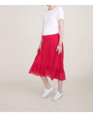 HATCH The Jelena Crinkled Midi Skirt - Red