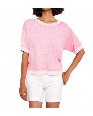Charlie b Short Sleeve Reverse Print Crew Neck Sweater - Pink