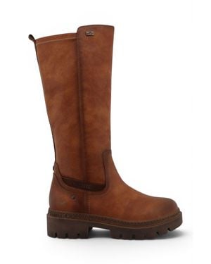 Mustang Cognac Knee High Chunky Long Winter Boots - Brown