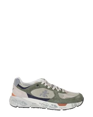 Premiata And Mase Iconic Side Design Leather Sneakers - Gray