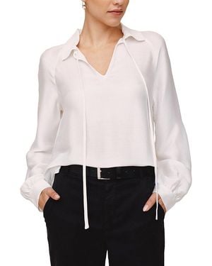 Bella Dahl Long Sleeve Raglan Silk-Blend Pullover - White