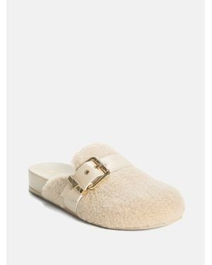 Guess Sumly Faux-Shearling Clogs - Natural