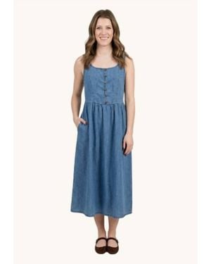 Wishlist Relaxed Fit Button Up Midi Dress - Blue