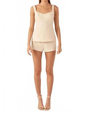 Endless Rose Micro Mid Rise Shorts - Natural
