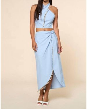 Lalavon Amanda Halter Crop Top And Skirt Set - Blue
