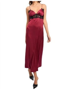 Sky To Moon Silk And Lace Maxi Dress - Red
