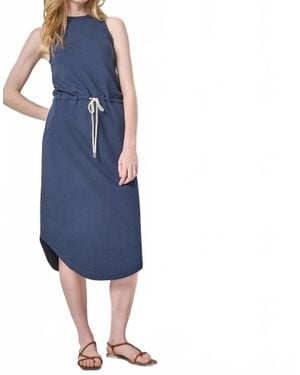 Lilla P Terry Shirttail Midi Dress - Blue