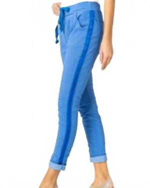 Look Mode Usa Plain Jegging W/ Ribbon Side Hot Wash - Blue