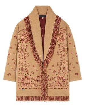Alanui Bandana Jacquard Fringed Cashmere Cardigan - Brown