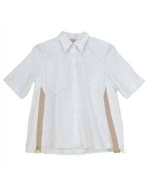 Caliban Short Sleeve Button Up Shirt Dress - White