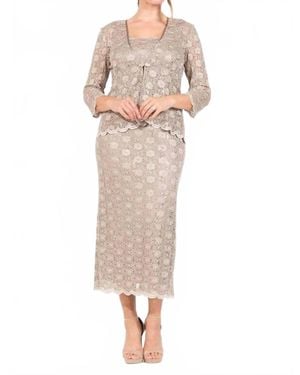 R & M Richards Long Mother Of The Bride Dress - Natural